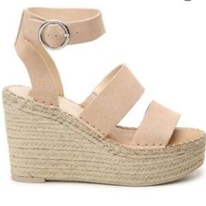 Dolce Vita Beige Shae Suede Espadrille Platform Wedge Heel Strappy Sandal